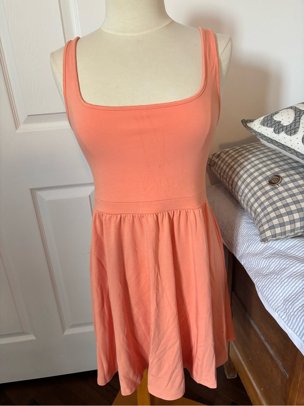 Wilfred Peach Square-Neck Mini Dress